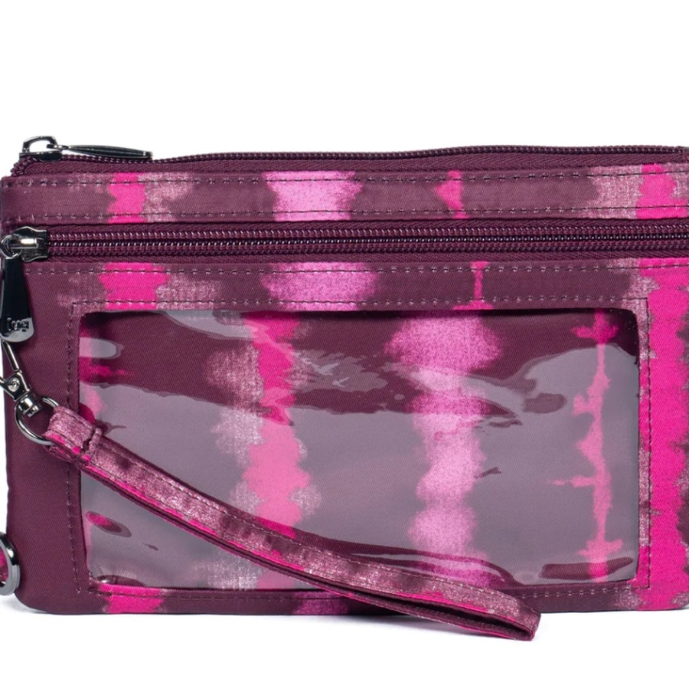 NWT Lug Peekaboo Convertible Wristlet Pouch Shibori Wine